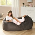 thumbnail image 4 of Christopher Knight Home Delilah Traditional 4 Foot Suede Bean Bag Chair by  Charcoal, 4 of 4