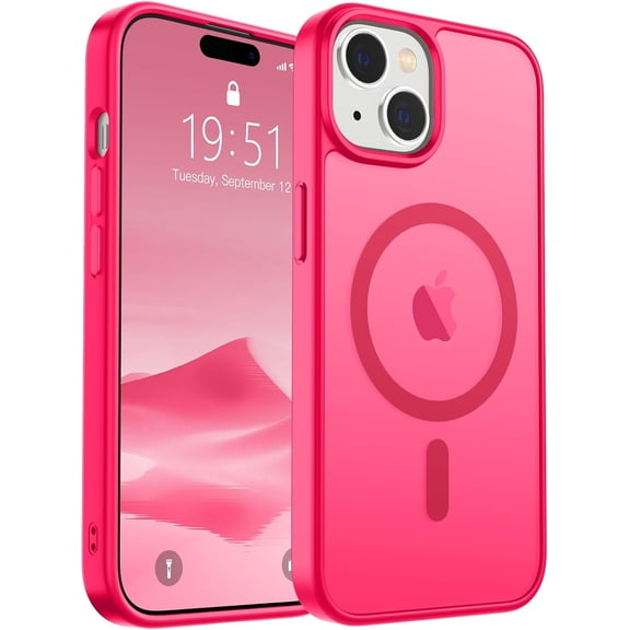 Mionbel Magnetic for iPhone 15 Case (Compatible with MagSafe) (Military Grade Drop Protection) Slim Translucent Matte Shockproof with Anti-Fingerprint Phone Case,Hot Pink
