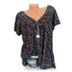 thumbnail image 4 of Camiseta de mujer con cuello en V, manga corta, camiseta de verano informal estampada, negro, 3XL Scienceny  AP001653-06, 4 of 6