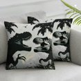 thumbnail image 3 of nygtbtfer saur Square Pillow Covers Pack of 2 and Themed Black White Velvet Soft Washable Bedroom Outdoor Pillow White, 3 of 7
