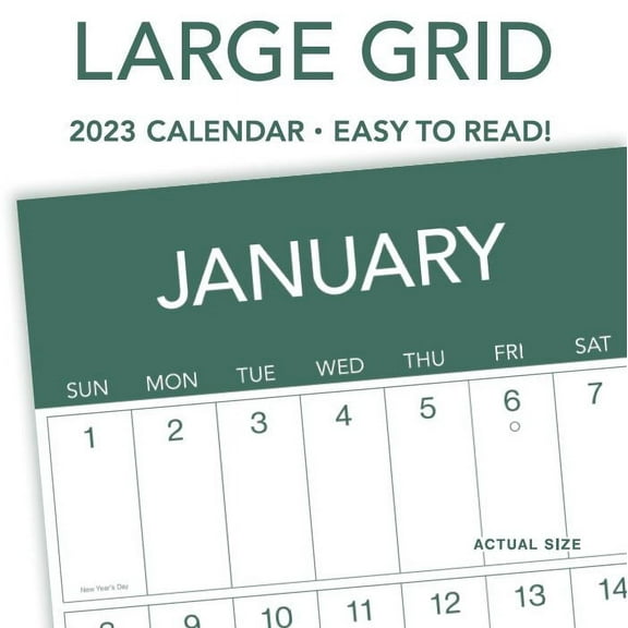 2023 -12 Month Calendar- Large Grid Green 12x12 Hanging Wall Calendar by DaySpring