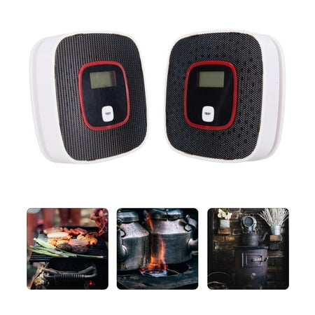 2 Pack CO Detector Carbon Monoxide Sensor LCD Alarm Alert Poisoning Gas Fire
