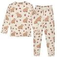 thumbnail image 2 of joogoo Capybara Strawberry Pattern 2 Piece Long Sleeve Tee and Pants Cotton Pajama Set 8Y, 2 of 7