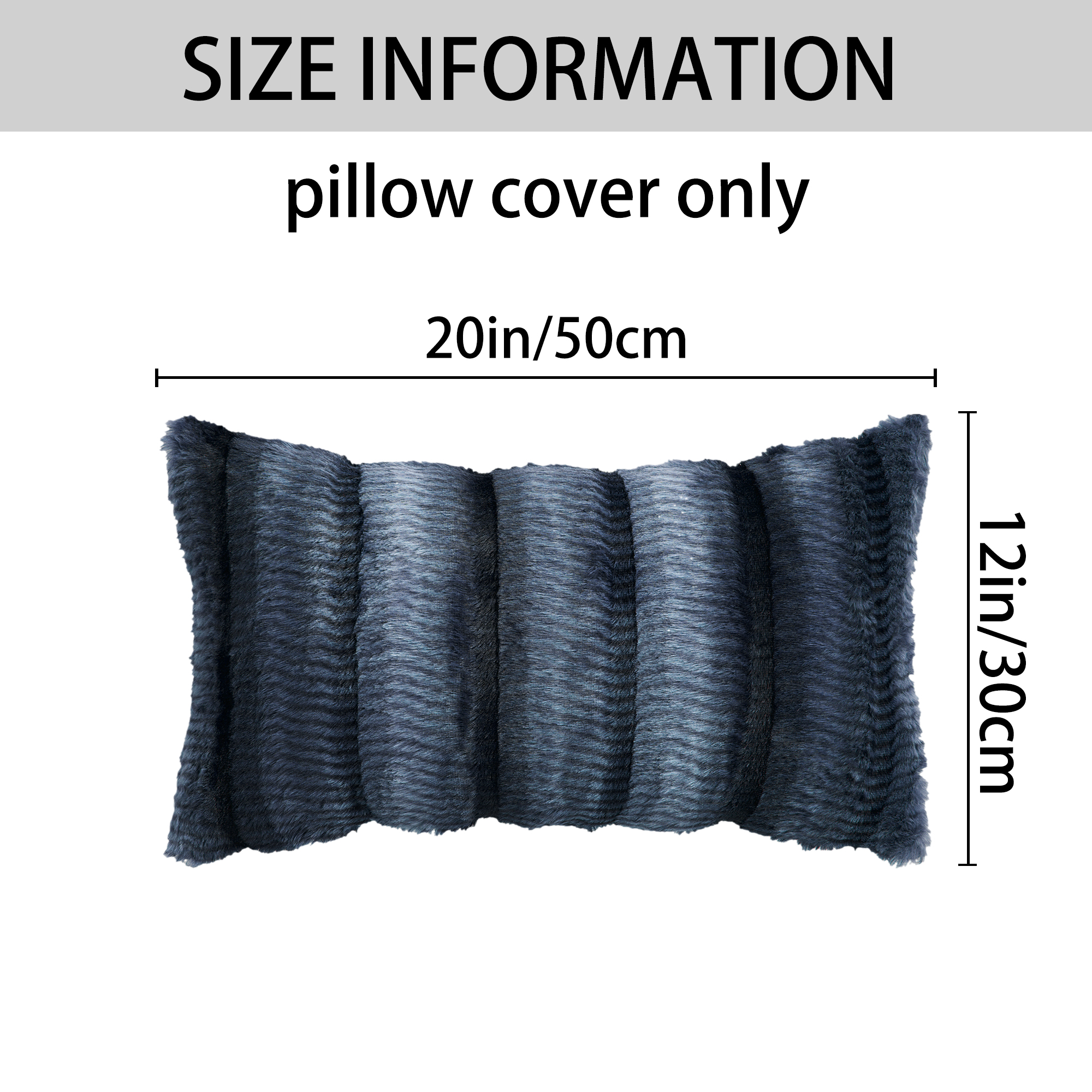 Unique Bargains Pack of 2 Plush Striped Pillow Covers 20" x 12" Dark Blue
