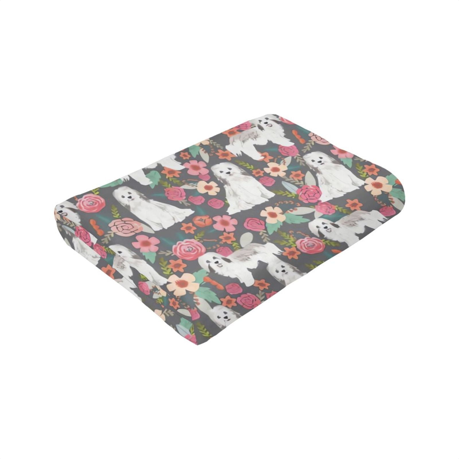 Wijzvio Havanese Dogs Lovers Pink Rose Flower Floral Throw Blanket Soft Fuzzy Fleece Blanket For Couch Bed Living Room Decoration 80"X60"