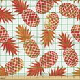 thumbnail image 2 of Orange Fabric by the Yard Upholstery, Vintage Pattern of Tropical Exotic Climate Fruits Pineapples Hawaii Summer Design, Decorative Fabric for DIY and Home Accents, Orange White by Ambesonne, 2 of 5