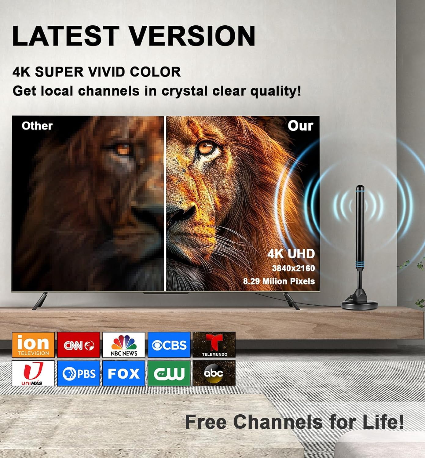 TV Antennas for Smart TV Indoor HD Digital New Antenna Long Range Reception Outdoor with Amplifier Signal Booster for Local Channels Supports 4K 1000+Mile range for Free Channels
