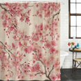 thumbnail image 2 of Peaches Branches Shower Curtain, Waterproof Shower Curtains for Bathroom, Farmhouse Spring Botanical Pink Flowers Washable Fabric Bathtub Curtain Set Bath Decor with 12 Hooks 48"x72", 2 of 8