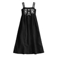 thumbnail image 6 of Kilaqueen Casual Maxi Dresses for Women, Cotton Linen Wide Strap Square Neck Loose Summer Sundress with Front Embroidered for Vacation Beach and Daily Wear, 6 of 6