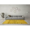 thumbnail image 3 of Ahgly Company Machine Washable Indoor Round Abstract Yellow Modern Area Rugs, 3' Round, 3 of 4
