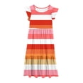 thumbnail image 5 of Mikilon Fashion Girls Color Striped Dress Size 6-12 Years Short Sleeves Round Neck Casual Dress, 5 of 5