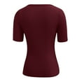 thumbnail image 6 of Women's Summer Short Sleeve Ribbed Knit Top Slim Fit Button Down Casual Tee Shirt Comfortable Stylish Blouse, 6 of 6