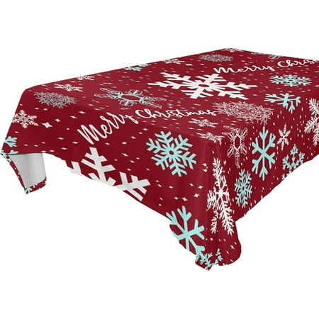

Hyjoy Christmas Snowflake Tablecloth Waterproof Washable Polyester Square Table Cover Durable Tablecloth for Kitchen Dining Table Party Decor (54 X 72 Inch)
