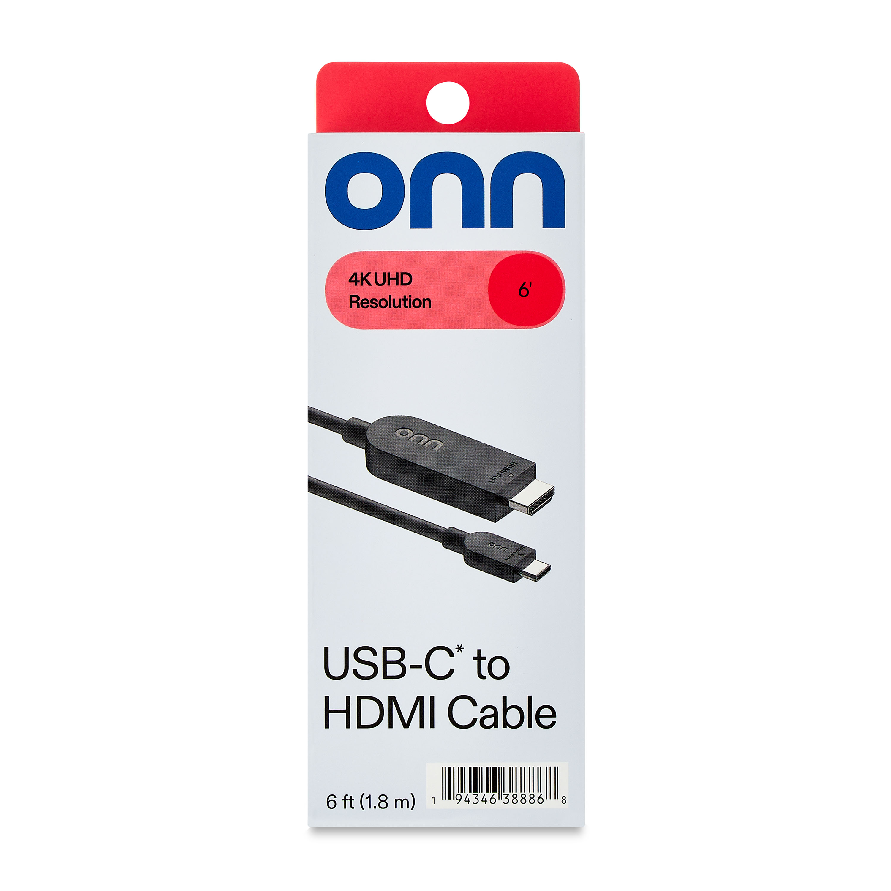 onn USB-C to HDMI Cable, 6 Feet, 4K Video photo 2