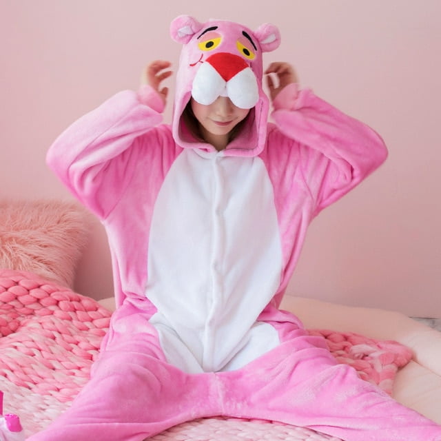 Ontdekking Aanbevolen Ham PIKADINGNIS Kigurumi Long Sleeve Hooded Pink Panther Kawaii Onesie Women  Flannel Onepiece Sleepwear Animal Pajamas Cartoon Party Costumes -  Walmart.com