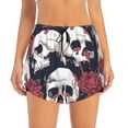 thumbnail image 2 of Salouo Gothic Skulls And Roses Print Women's 2 in 1 Running Shorts Double-Layer Shorts Athletic Workout Gym Yoga Shorts Running Shorts for Women-Large, 2 of 7