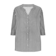 thumbnail image 5 of Tops for Women Trendy V Neck Button Down Shirts Striped 3/4 Sleeve Business Work Casual Blouses, 5 of 6