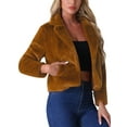 thumbnail image 4 of CHAQUETA CORTA DE PIEL SINTÉTICA SUELTA DE MODA INSPIRADORA PARA MUJERES EN INVIERNO M Marrón, 4 of 6