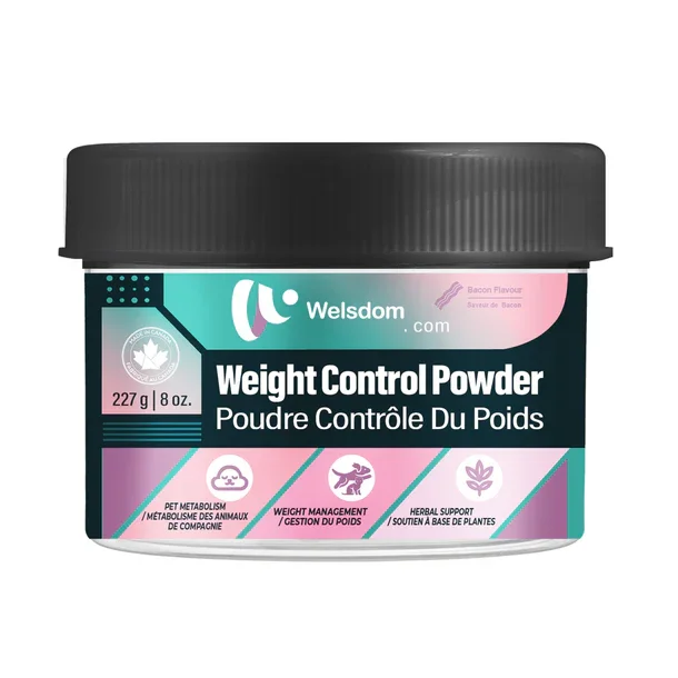 Pet Weight Control Powder for Dogs & Cats - Natural Metabolism Booster with Green Tea Cumin Ginger & Kelp - Healthy Weight Management Supplement - Fat Burning Support - Bacon Flavor - All Sizes