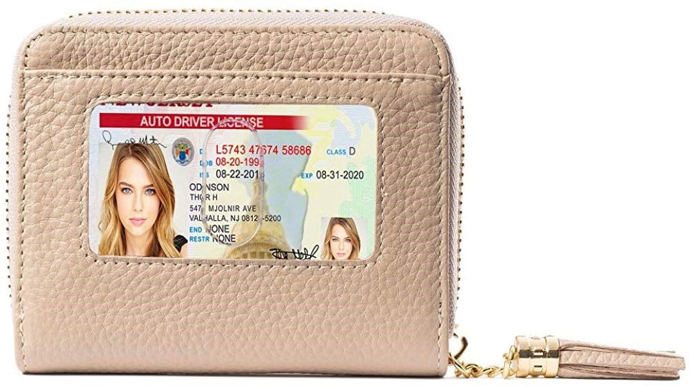 BECAUSE OF RFID Protected Leopard Print BiFold Slim Genuine Leather Credit Card Holder Wallet For Women