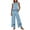 Blue, variant on Cotton Linen Sets for Women 2 Piece Petite Summer Lace Patchwork Tank Tops Loose Wide Leg Pants with Pockets Travel Outfits Gray M