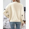 thumbnail image 6 of Women'S Y2K Print Sweater Crewneck Long Sleeve Drop Shoulder Knit Pullovers Sweaters Apricot M, 6 of 7