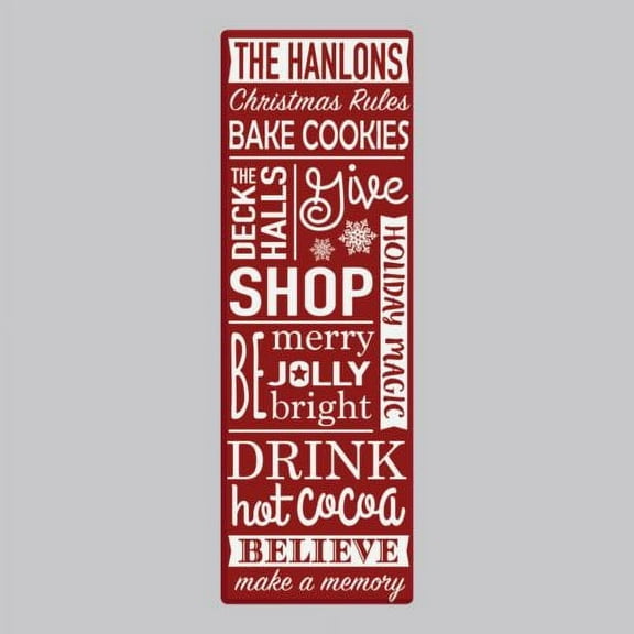 Personalized Family Christmas Rules 9x27 Canvas