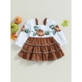 thumbnail image 2 of Toddler Baby Girls Halloween Thanksgiving Outfit Pumpkin Long Sleeve Frill Trim Dress Fall Winter Dress, 2 of 7