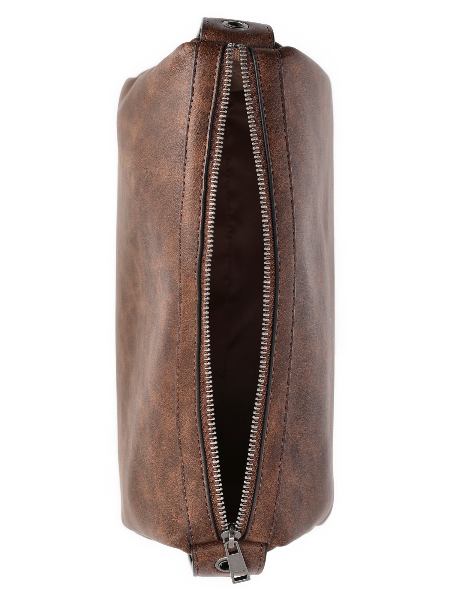 No Boundaries Women's Faux Leather Studded Moto Shoulder Bag, Brown