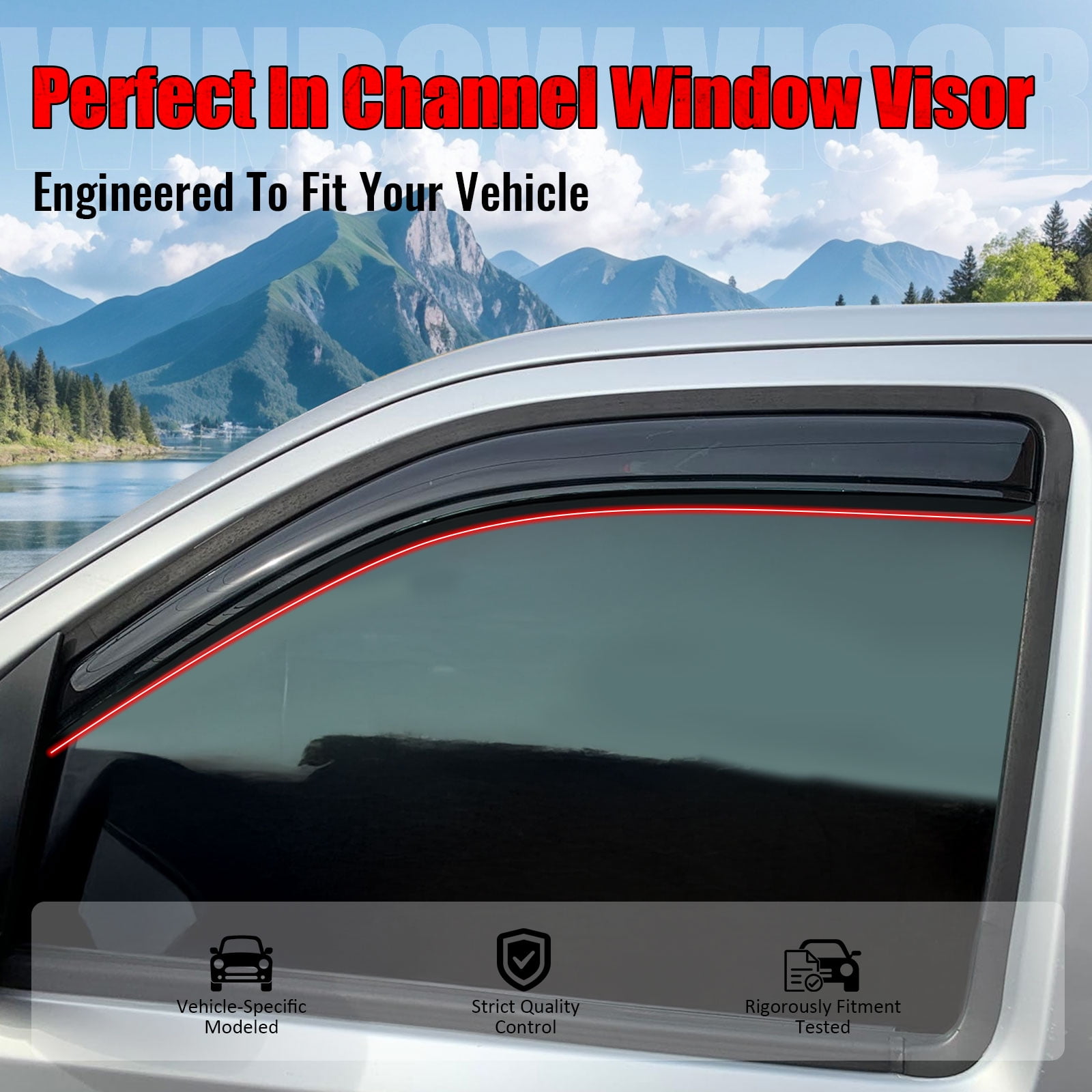 Ikon Motorsports In-Channel Window Visors Fits 2005-2021 Nissan Frontier Extended Cab, Slim Style Rain Vent Guard Deflectors, Acrylic Smoke 2PCS
