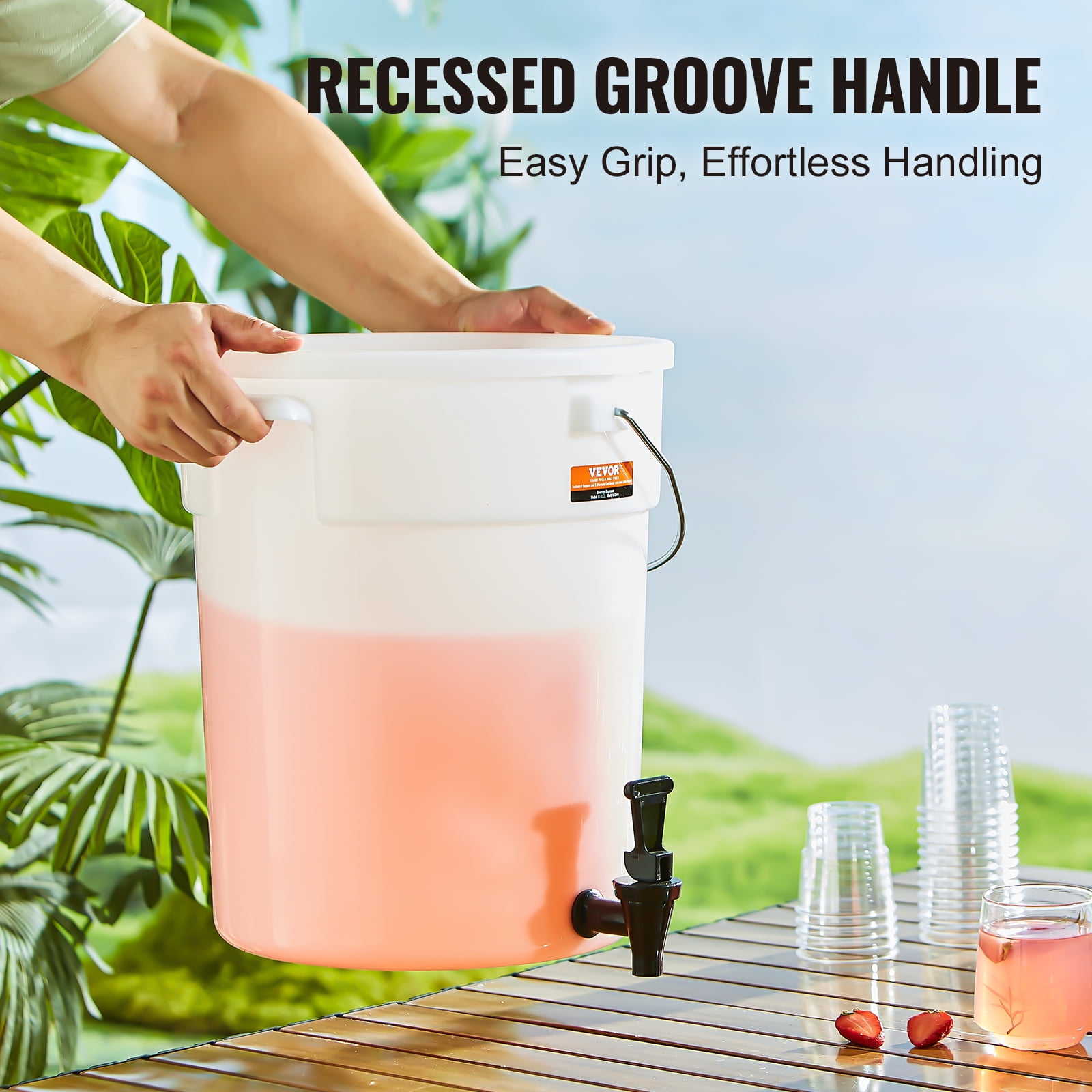 VEVOR Beverage Dispenser, 5 Gallon Drink Dispensers for Parties, Plastic Juice Dispenser with Spigot and Lid,Iced Tea Lemonade Juice Water Dispenser, for Restaurants,Hotels,Parties,2 Pack