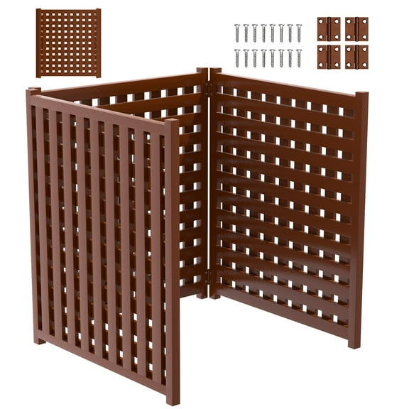 Red Brown Cedar Air Conditioner Cover, Pet-Safe Trash Fence, Cross-Grid Privacy Barrier, Suits Outdoor, Backyard, Garden