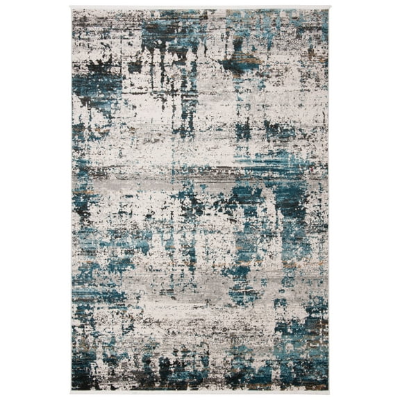 SAFAVIEH Shivan Jaycob Abstract Area Rug, Ivory/Navy, 5'3" x 7'6"