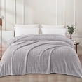 thumbnail image 3 of Exclusivo Mezcla Twin Size Jacquard Weave Wave Pattern Flannel Fleece Velvet Plush Bed Blanket as Bedspread/Coverlet/Bed Cover (90" x 66", Light Grey), 3 of 10