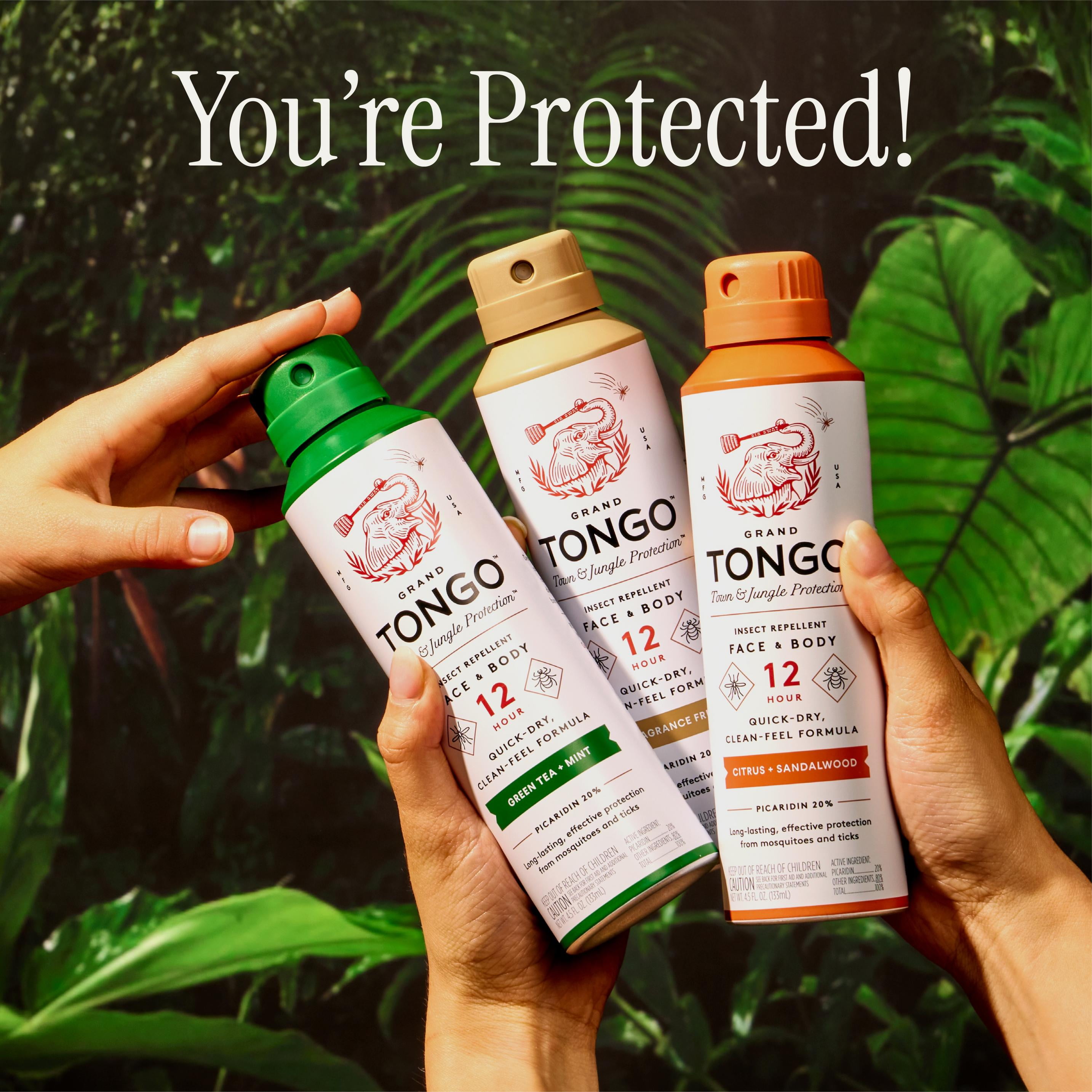 Grand Tongo Insect Repellent Citrus + Sandalwood Bug Continuous Spray 12 Hour Picaridin DEET Alternative Mosquito and Tick Spray