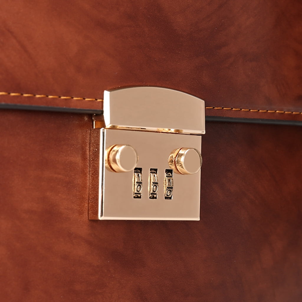 Quarryus Business Password Lock Briefcase for Men Leather Portfolio Large Capacity Office Computer Bag