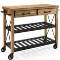 thumbnail image 1 of Crosley Furniture Roots Wood 2 Drawer Kitchen Cart in Natural and Black, 1 of 7