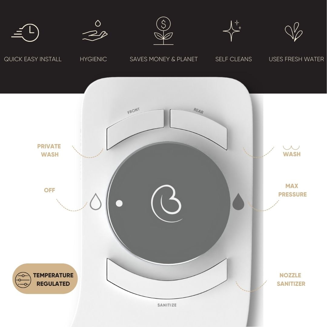 Boss Bidet Revolution (+) Warm Water Bidet Attachment For Toilet Push Button Start Auto Shut Off Aesthetic Design Bidet Sprayer Non Electric Dual Nozzle Feminine Wash Self Cleaning - New York Platinum