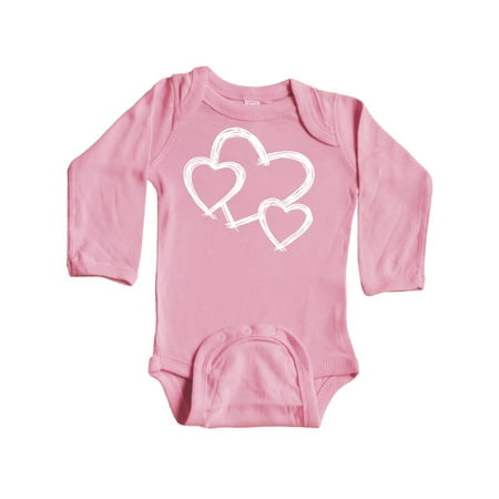 

Inktastic Three White Hearts Gift Baby Boy or Baby Girl Long Sleeve Bodysuit