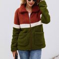 thumbnail image 4 of Lilgiuy Women's Winter Lapel Colorblock Long Sleeve Button Plush Jacket Tops for Camping Hiking, 4 of 5
