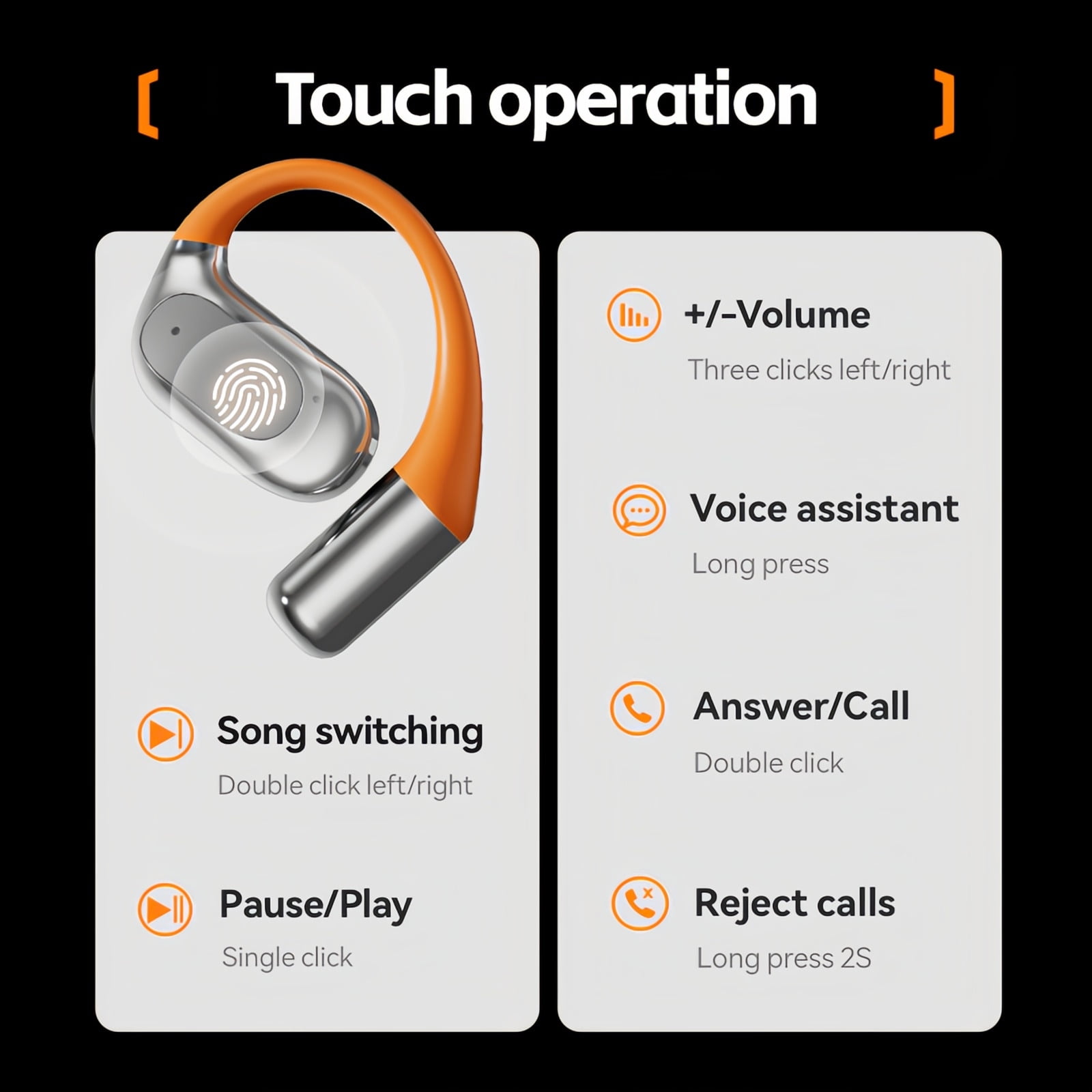 Wireless Headphones,3 in 1 Bluetooth Headphones Translator Device for iOS and Android,Best Earbuds For Phone Calls,Earbuds Wireless, Grey