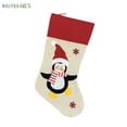 thumbnail image 2 of BadPiggies Christmas Stockings Hanging Ornament, 18.5" Large Size Santa Snowman Deer Penguin Non-woven Xmas Character Fireplace Stockings Decorations (Penguin), 2 of 7