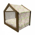 thumbnail image 2 of Tree Pet House, Japanese Cherry Blossom Pattern with Abstract Composition Eastern Inspirations, Outdoor & Indoor Portable Dog Kennel with Pillow and Cover, 5 Sizes, Pink Green White, by Ambesonne, 2 of 5