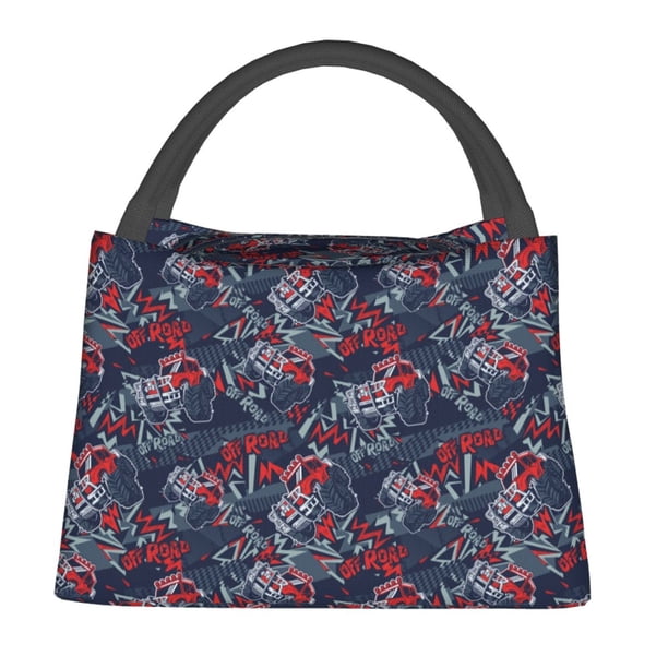 Fotbe Cool Red Off-Road Vehicle Bolsa Térmica Portátil con Estampado, Bolsa de Entrega de Alimentos Aislada, Bolsa Reutilizable de Gran Capacidad para Comidas y Supermercado