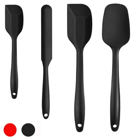 

Morease Silicone Spatula 4-Piece Set Food Grade Silicone Material BPA-Free with Strong Stainless Steel Core Multifunctional Non-Stick Rubber Kitchen Spatula for Cooking and Mixing (Black)