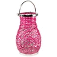 thumbnail image 4 of Northlight Woven Iron Pillar Candle Lantern with Glass Hurricane - 16.25" - Fuchsia Pink, 4 of 7