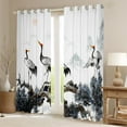 thumbnail image 2 of Japanese-Style Curtains & Drapes Chic Crane Blackout Curtains, Pine Tree Curtains Animal Theme Black Out Curtains, Natural Mountain Botanical Plant Window Drapes Oriental Style Bedroom Decoration, 2 of 6