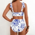 thumbnail image 4 of Delconic Women High Waist Bikini Set with Adjustable Shoulder Straps and Vertical Stripe Pattern Two Piece Swimsuit for Beach Pool, 4 of 4