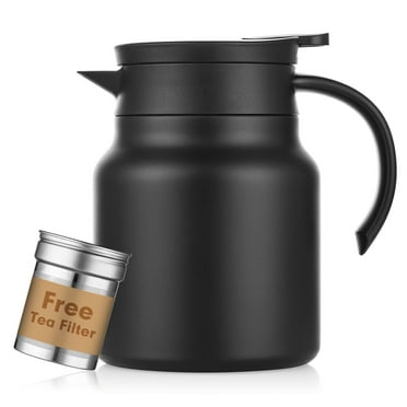 HechoVinen 34oz/1L Thermal Coffee Carafe with Tea Infuse,Smart Double Walled Vacuum Insulated Coffee Thermos with LED Display,Stainless Steel Tea Carafe,Milk ,Tea Pot