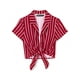thumbnail image 5 of CAMISA CORTA DE MUJER CON RAYAS Y BOTONES, MANGA CORTA, CON NUDO EN LA PARTE FRONTAL, TALLA XL, ROJA, 5 of 7